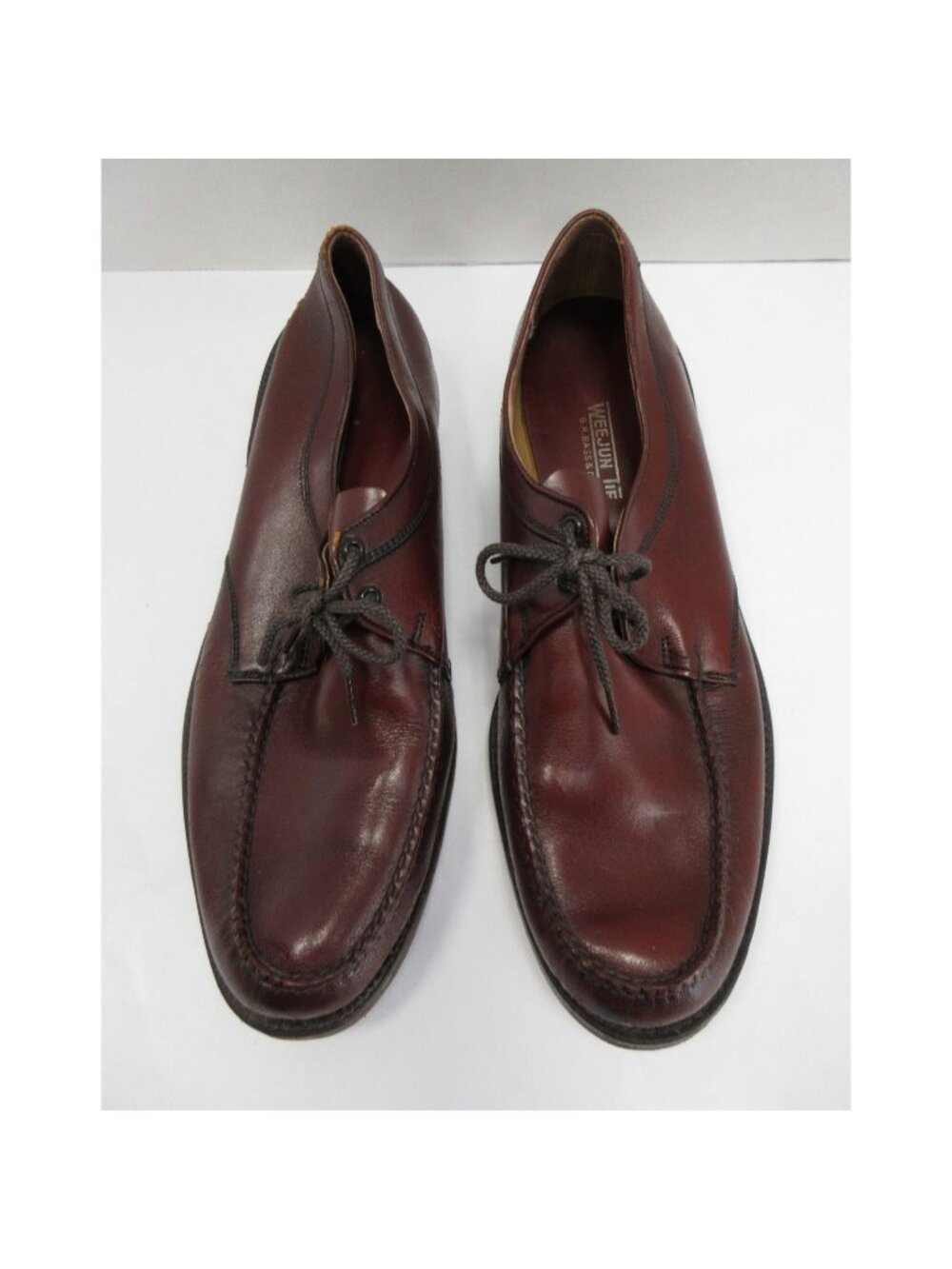 VINTAGE GH Bass Weejun Shoes 11.5 C Red Tie Derby Leather Moc Toe *